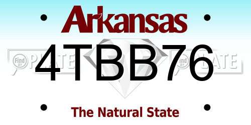 4TBB76 Arkansas License Plate
