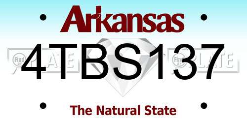 4TBS137 Arkansas License Plate