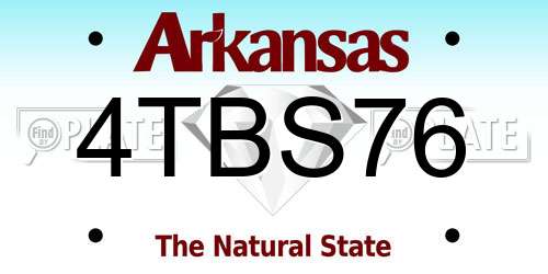 4TBS76 Arkansas License Plate