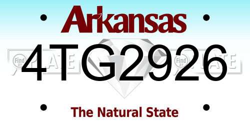 4TG2926 Arkansas License Plate