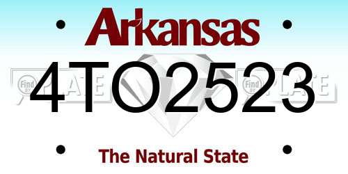 4TO2523 Arkansas License Plate