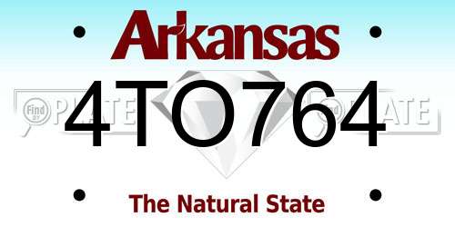4TO764 Arkansas License Plate
