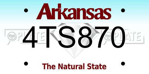 4TS870 Arkansas License Plate
