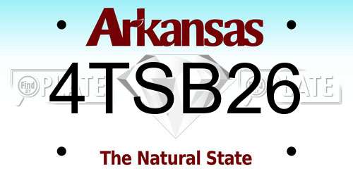 4TSB26 Arkansas License Plate