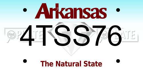 4TSS76 Arkansas License Plate