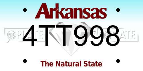 4TT998 Arkansas License Plate