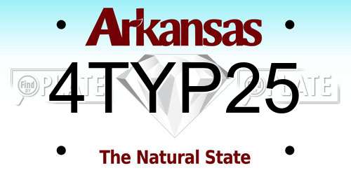 4TYP25 Arkansas License Plate