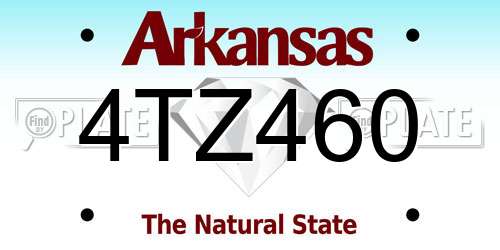 4TZ460 Arkansas License Plate