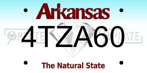 4TZA60 Arkansas License Plate