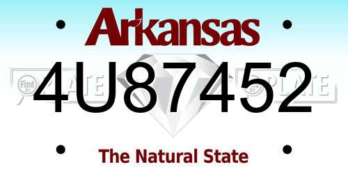 4U87452 Arkansas License Plate