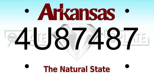 4U87487 Arkansas License Plate
