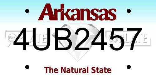 4UB2457 Arkansas License Plate