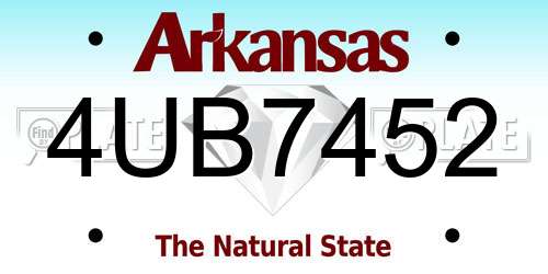 4UB7452 Arkansas License Plate