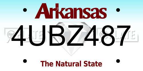 4UBZ487 Arkansas License Plate