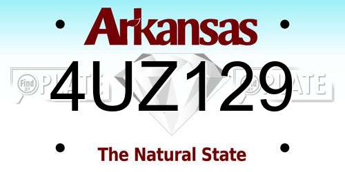 4UZ129 Arkansas License Plate
