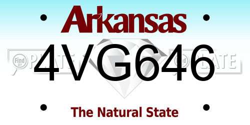 4VG646 Arkansas License Plate