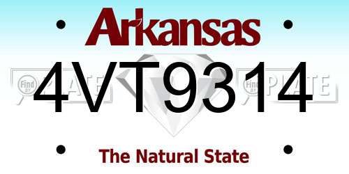 4VT9314 Arkansas License Plate