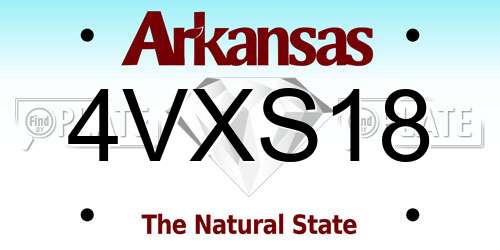 4VXS18 Arkansas License Plate