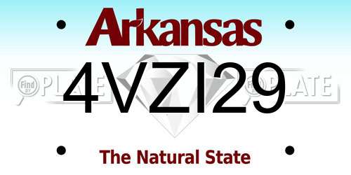 4VZI29 Arkansas License Plate