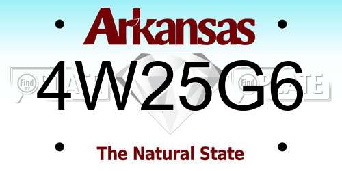 4W25G6 Arkansas License Plate