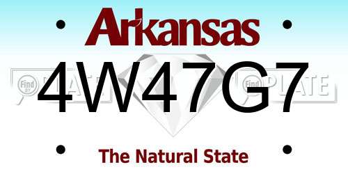 4W47G7 Arkansas License Plate