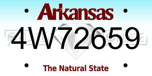 4W72659 Arkansas License Plate