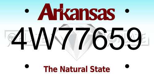 4W77659 Arkansas License Plate