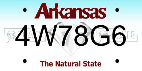 4W78G6 Arkansas License Plate