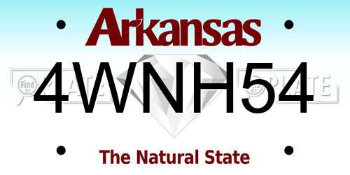 4WNH54 Arkansas License Plate