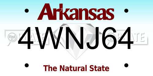4WNJ64 Arkansas License Plate