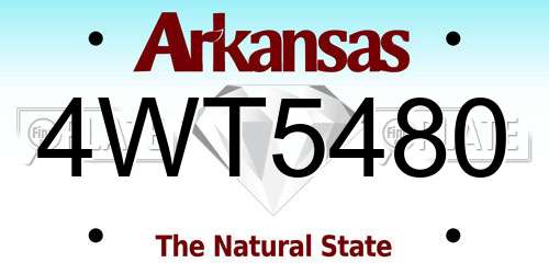 4WT5480 Arkansas License Plate