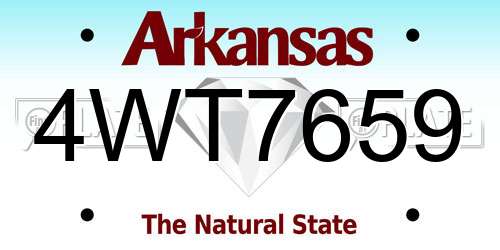 4WT7659 Arkansas License Plate