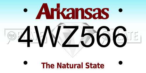 4WZ566 Arkansas License Plate
