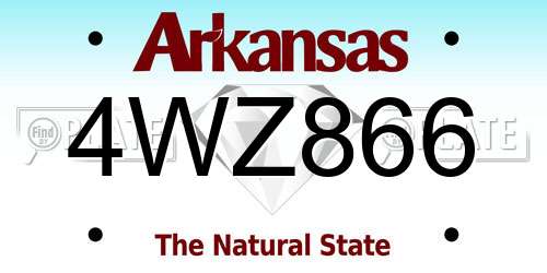 4WZ866 Arkansas License Plate