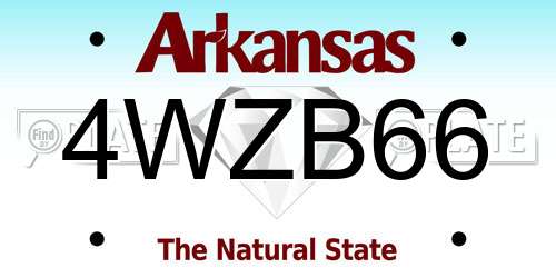 4WZB66 Arkansas License Plate