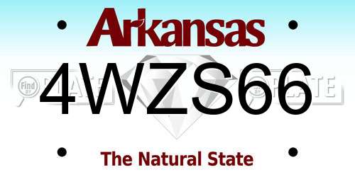 4WZS66 Arkansas License Plate