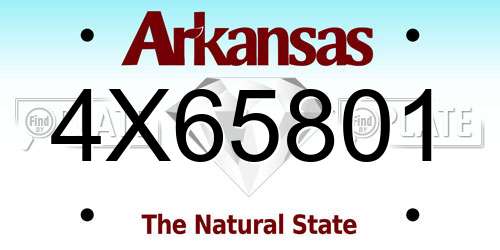 4X65801 Arkansas License Plate