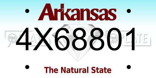 4X68801 Arkansas License Plate