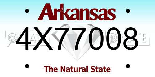 4X77008 Arkansas License Plate