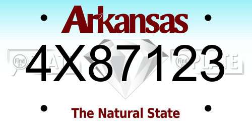 4X87123 Arkansas License Plate
