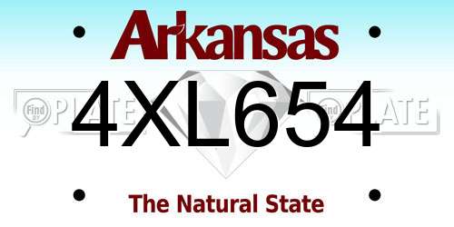4XL654 Arkansas License Plate