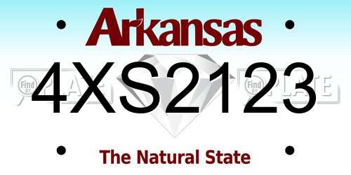 4XS2123 Arkansas License Plate