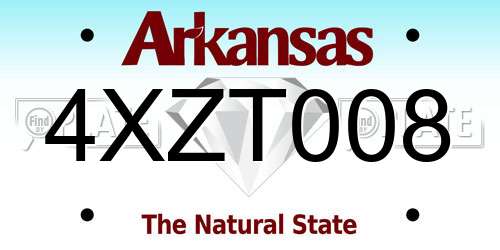 4XZT008 Arkansas License Plate