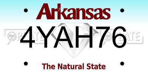 4YAH76 Arkansas License Plate