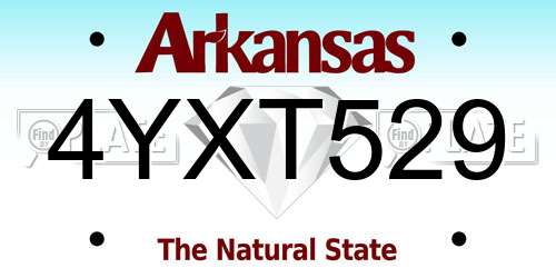 4YXT529 Arkansas License Plate