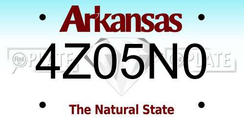 4Z05N0 Arkansas License Plate