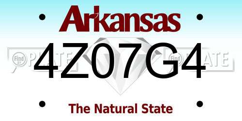 4Z07G4 Arkansas License Plate