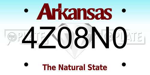 4Z08N0 Arkansas License Plate