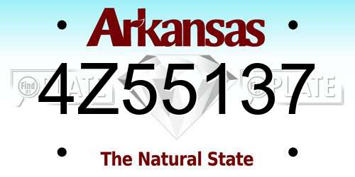 4Z55137 Arkansas License Plate