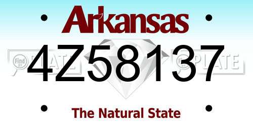 4Z58137 Arkansas License Plate